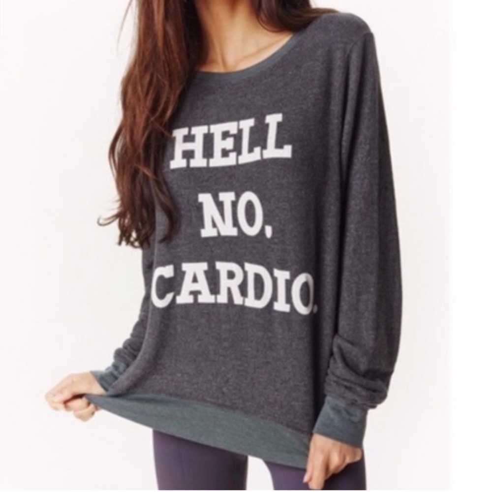 Wildfox Hell No, Cardio Soft Cozy Long Sleeve Pullover Size XS
